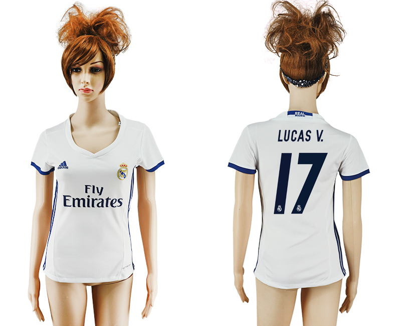 2016-17 Real Madrid 17 LUCAS V. Home Women Soccer Jersey