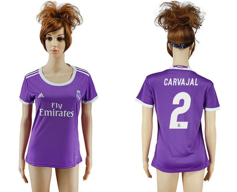 2016-17 Real Madrid 2 CARVAJAL Away Women Soccer Jersey