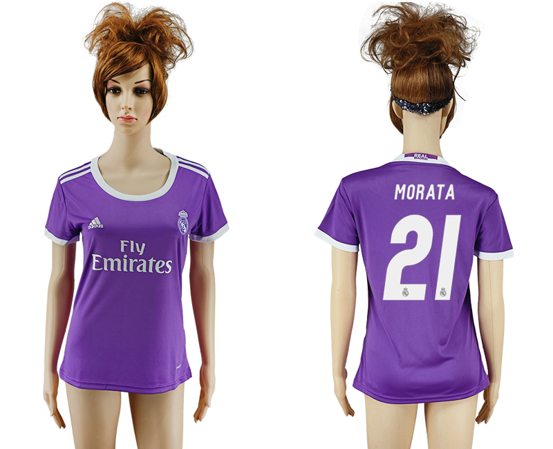 2016-17 Real Madrid 21 MORATA Away Women Soccer Jersey