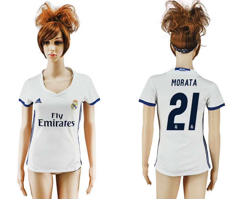2016-17 Real Madrid 21 MORATA Home Women Soccer Jersey