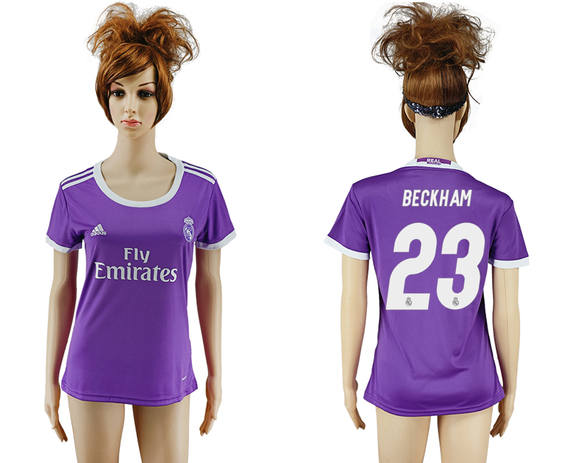 2016-17 Real Madrid 23 BECKHAM Away Women Soccer Jersey