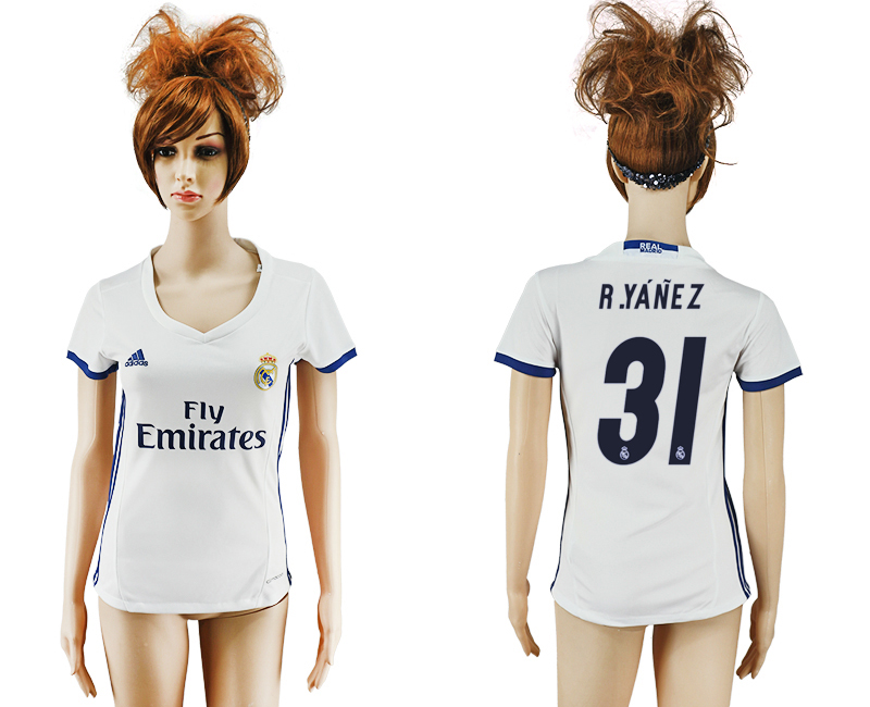 2016-17 Real Madrid 31 R.YANEZ Home Women Soccer Jersey