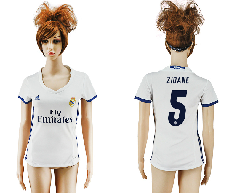 2016-17 Real Madrid 5 ZIDANE Home Women Soccer Jersey