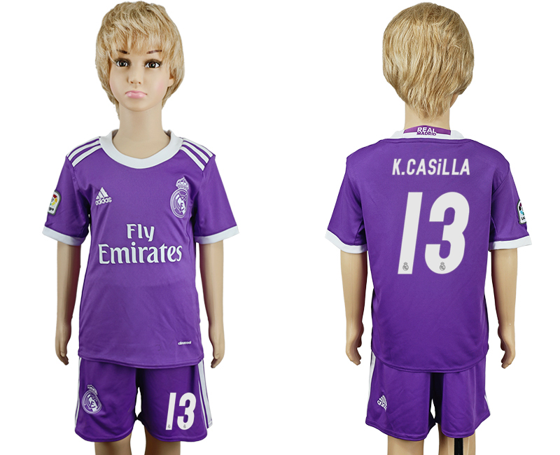 2016-17 Real Madrid 13 K.CASILLA Away Youth Soccer Jersey