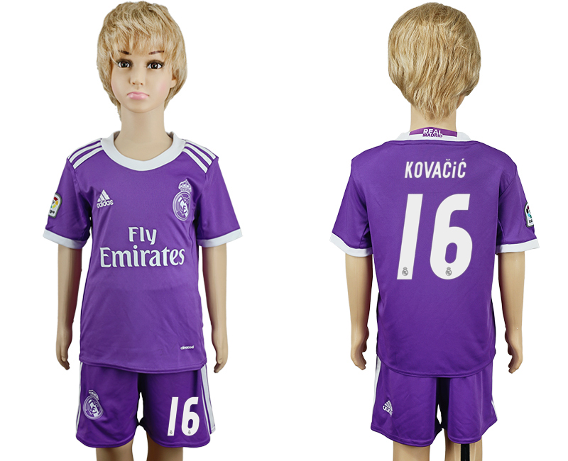 2016-17 Real Madrid 16 KOVACIC Away Youth Soccer Jersey 2016-17 Real Madrid 16 KOVACIC Away Youth Soccer Jersey