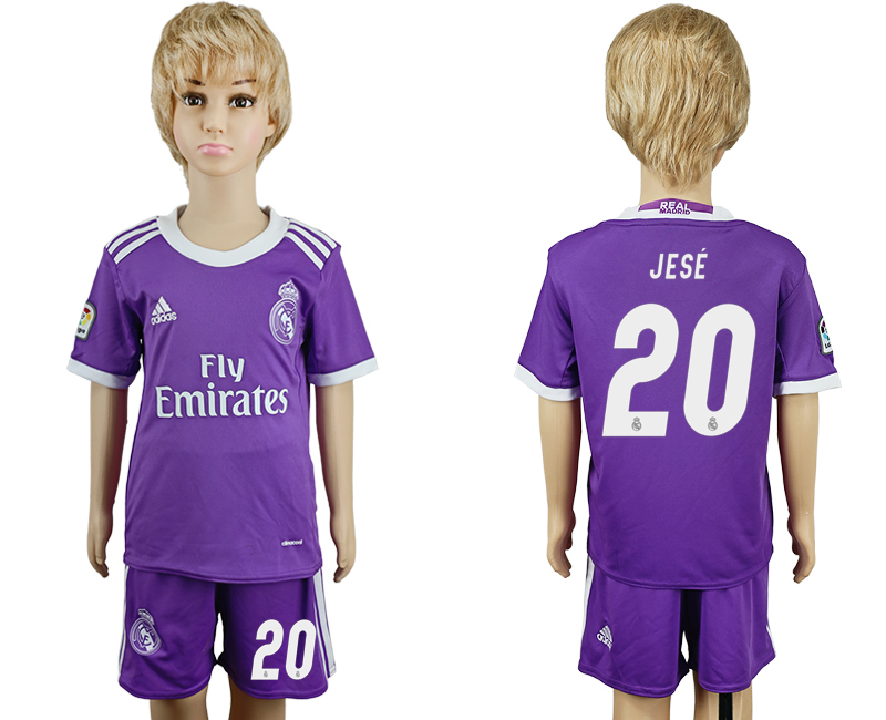 2016-17 Real Madrid 20 JESE Away Youth Soccer Jersey