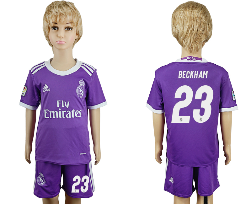 2016-17 Real Madrid 23 BECKHAM Away Youth Soccer Jersey
