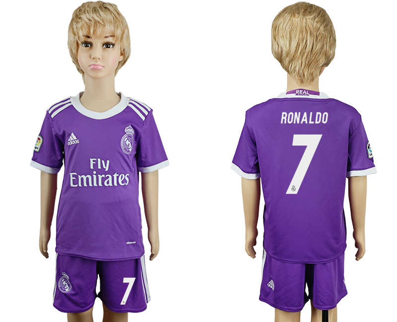 2016-17 Real Madrid 7 RONALDO Away Youth Soccer Jersey