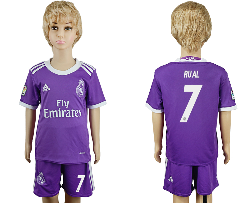 2016-17 Real Madrid 7 RUAL Away Youth Soccer Jersey