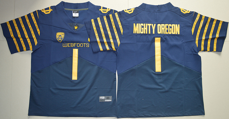 Oregon Ducks #1 Mighty Oregon Navy 2016 Spring Game 100th Anniversary Throwback Jersey