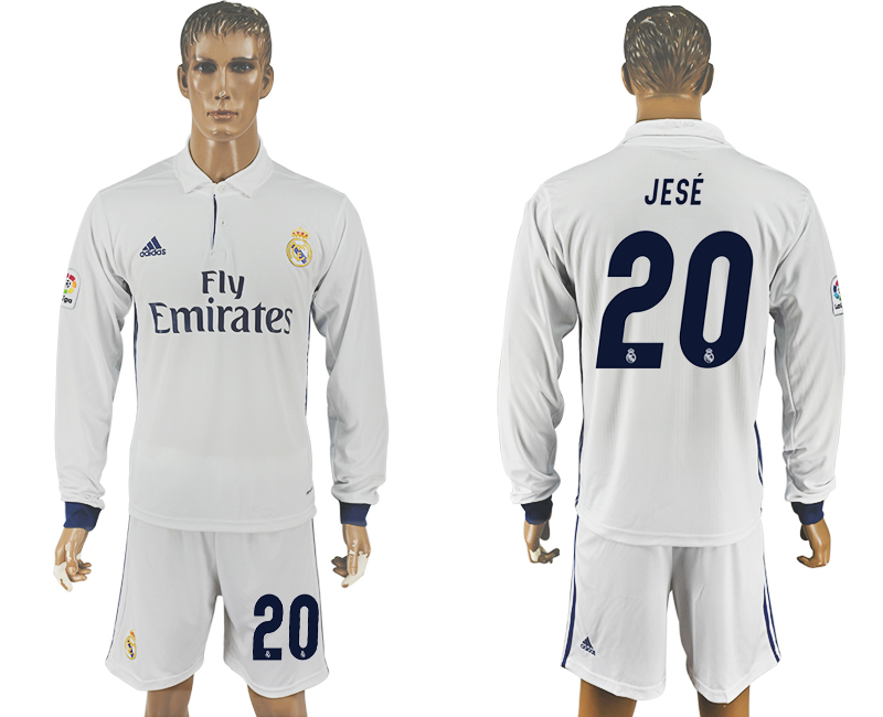 2016-17 Real Madrid 20 JESE Home Long Sleeve Soccer Jersey