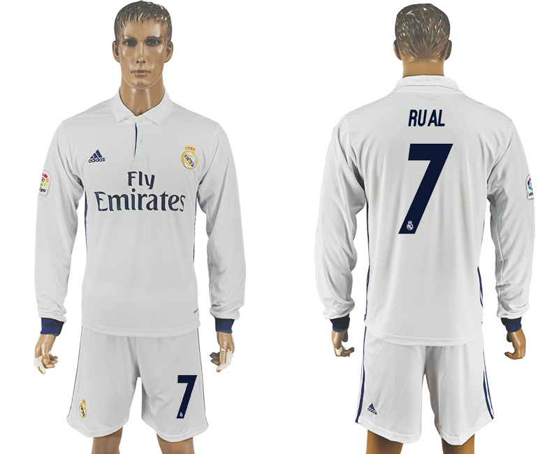 2016-17 Real Madrid 7 RAUL Home Long Sleeve Soccer Jersey 2016-17 Real Madrid 7 RAUL Home Long Sleeve Soccer Jersey