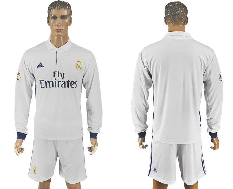 2016-17 Real Madrid Home Long Sleeve Soccer Jersey