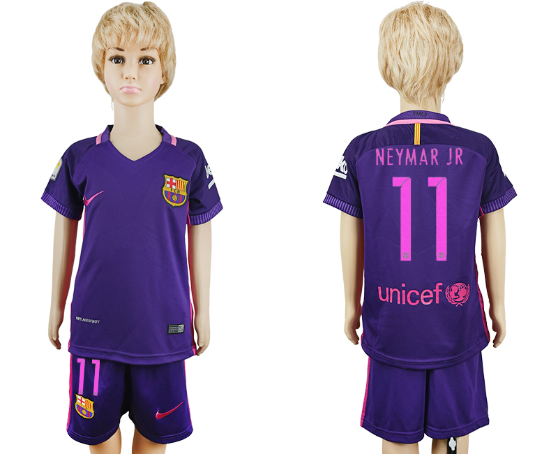 2016-17 Barcelona 11 NEYMAR JR Away Youth Soccer Jersey