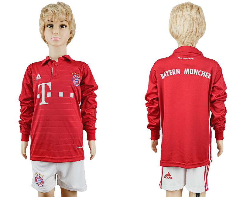 2016-17 Bayern Munich Youth Long Sleeve Soccer Jersey