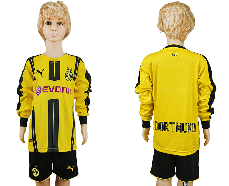 2016-17 Dortmund Home Youth Long Sleeve Soccer Jersey