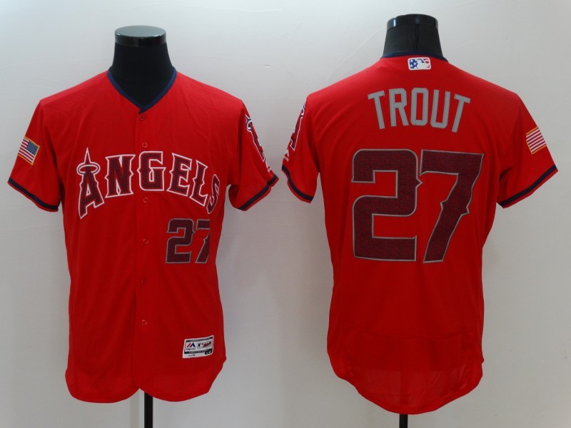 Angels 27 Mike Trout Red Fashion Stars & Stripes Flexbase Jersey