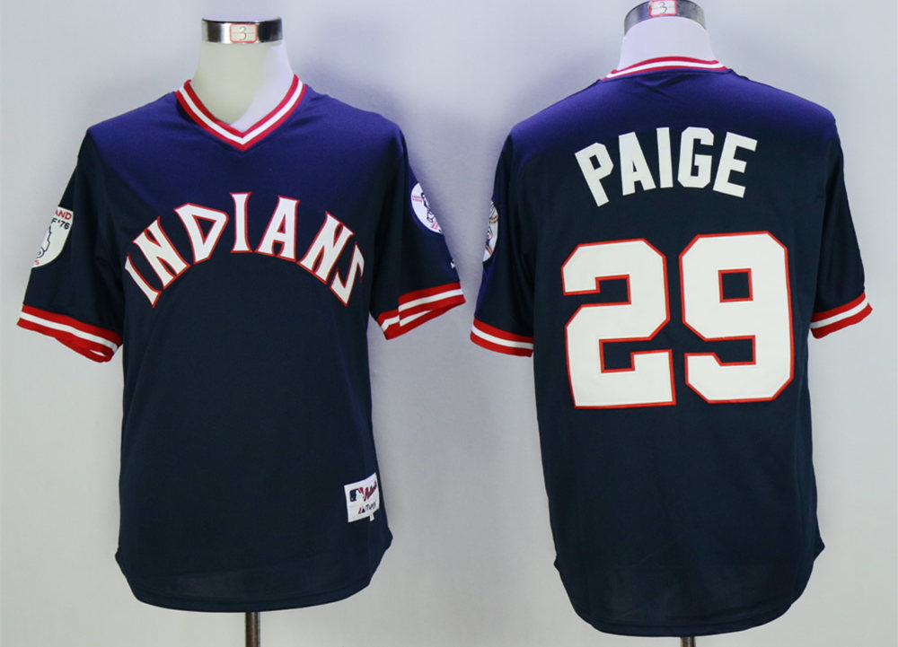 Indians 29 Satchel Paige Navy 1976 Turn Back The Clock Jersey