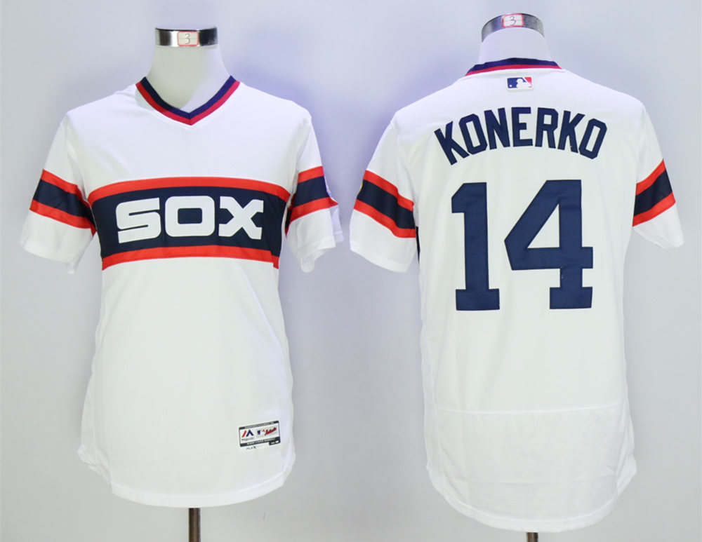 White Sox 14 Paul Konerko White Cooperstown Collection Flexbase Jersey