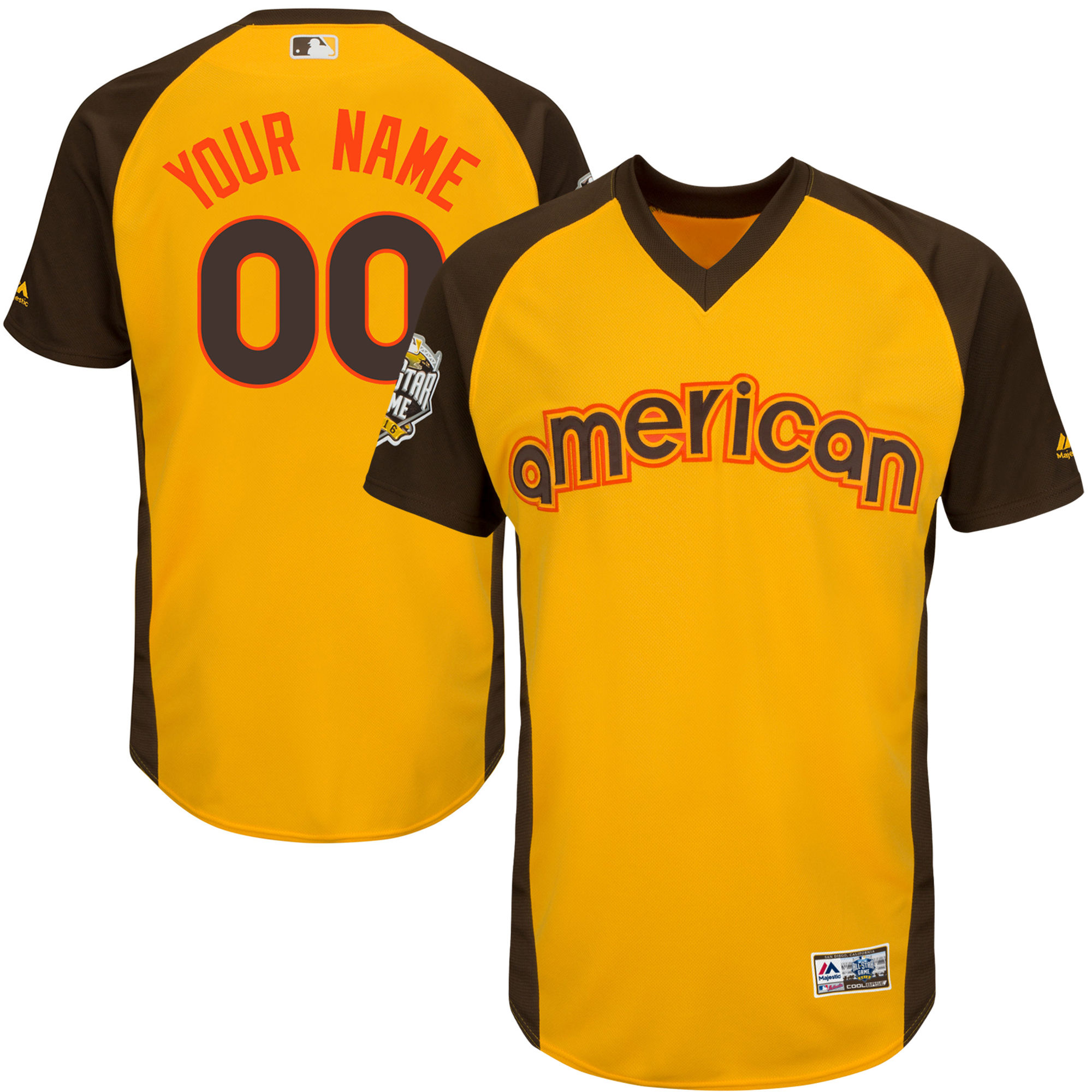 American League Yellow 2016 All-Star Game Cool Base Batting Practice Player Customized Jersey - Click Image to Close