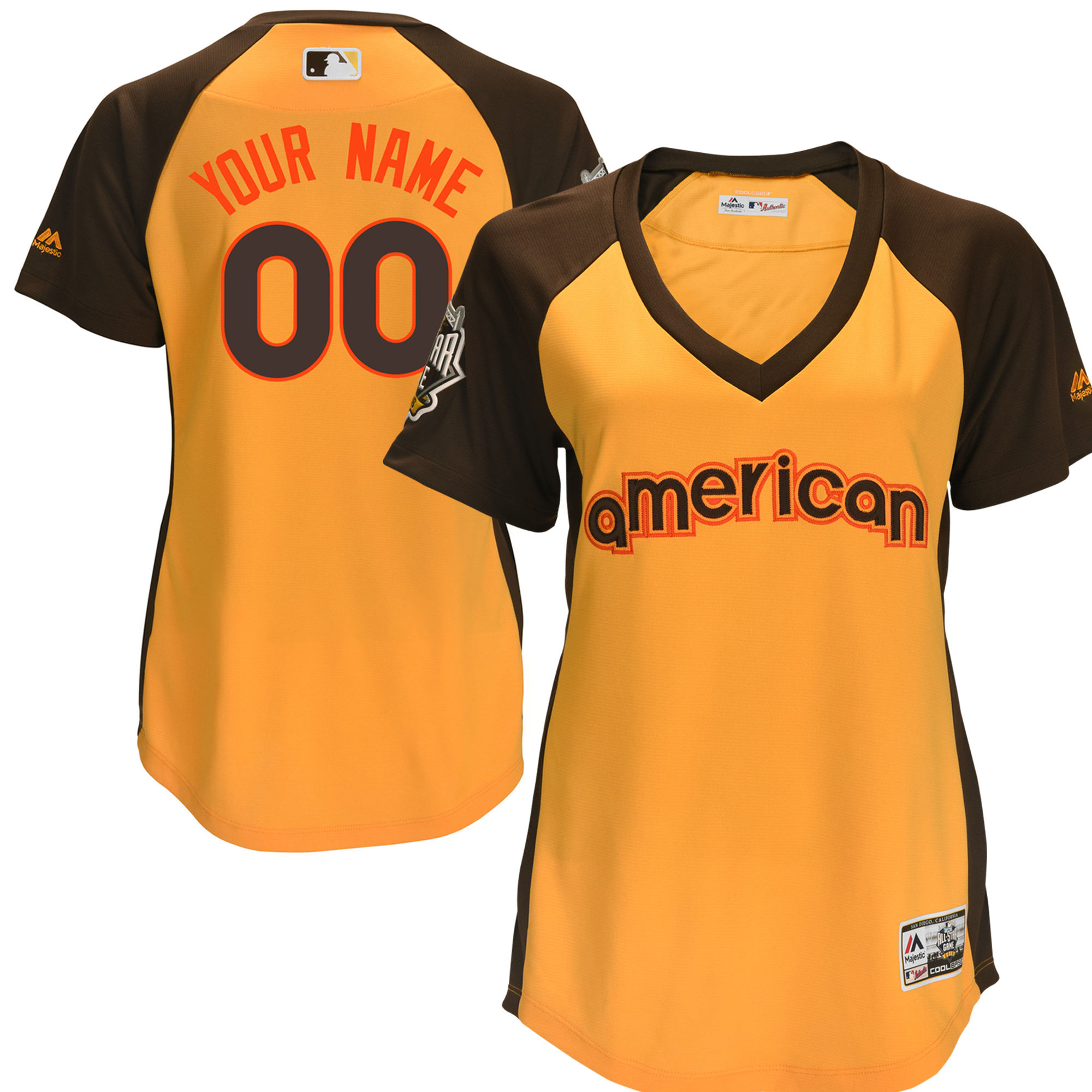 American League Yellow Women 2016 All-Star Game Cool Base Batting Practice Player Customized Jersey