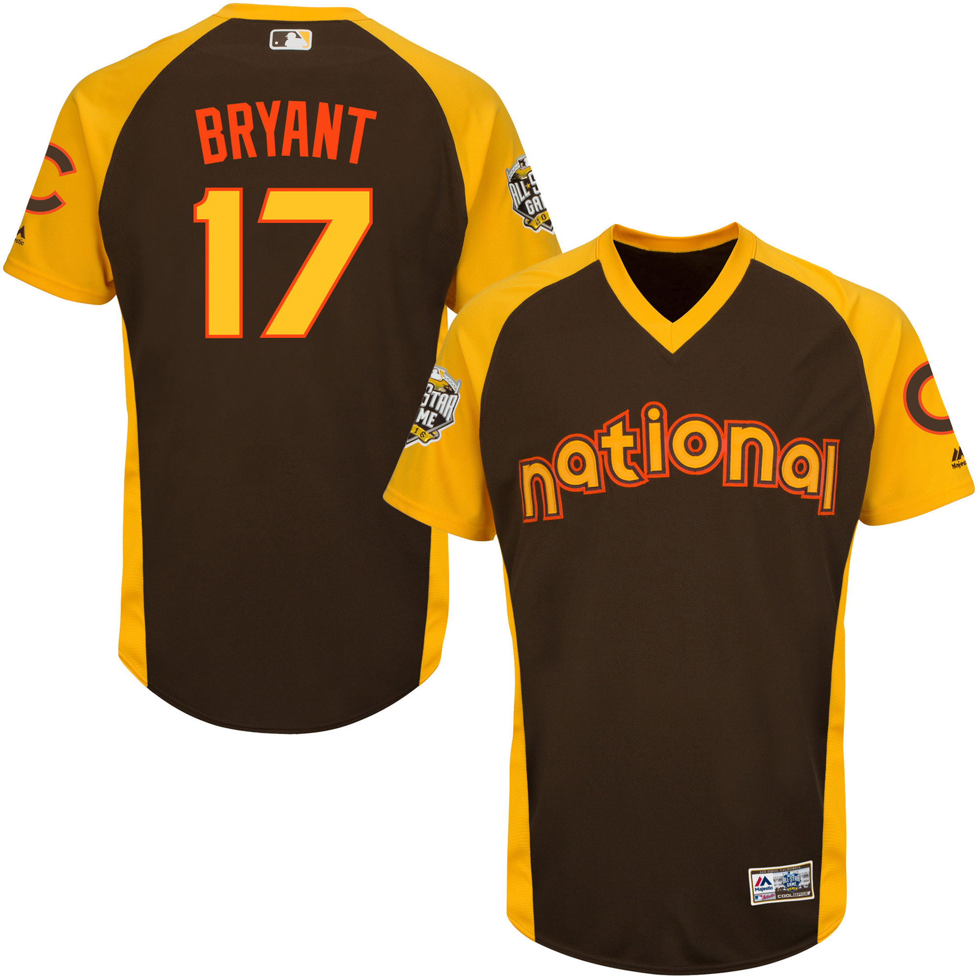 Cubs 17 Kris Bryant Brown 2016 All-Star Game Cool Base Batting Practice Player Jersey