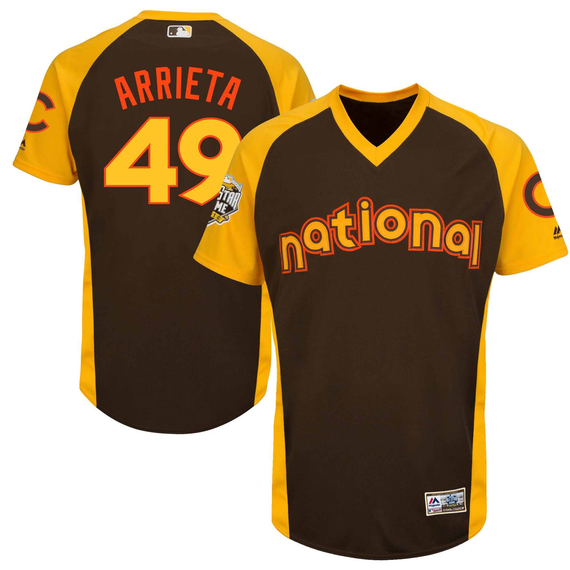 Cubs 49 Jake Arrieta Brown 2016 All-Star Game Cool Base Batting Practice Player Jersey
