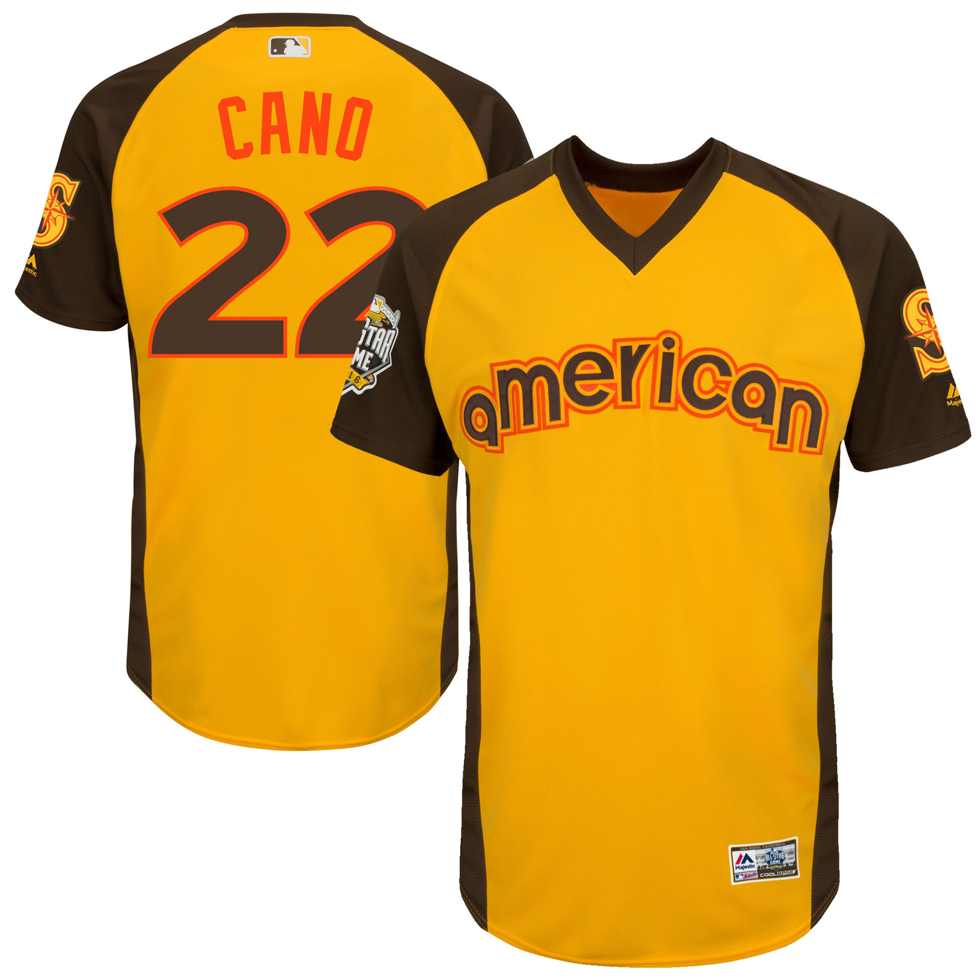 Mariners 22 Robinson Cano Yellow 2016 All-Star Game Cool Base Batting Practice Player Jersey