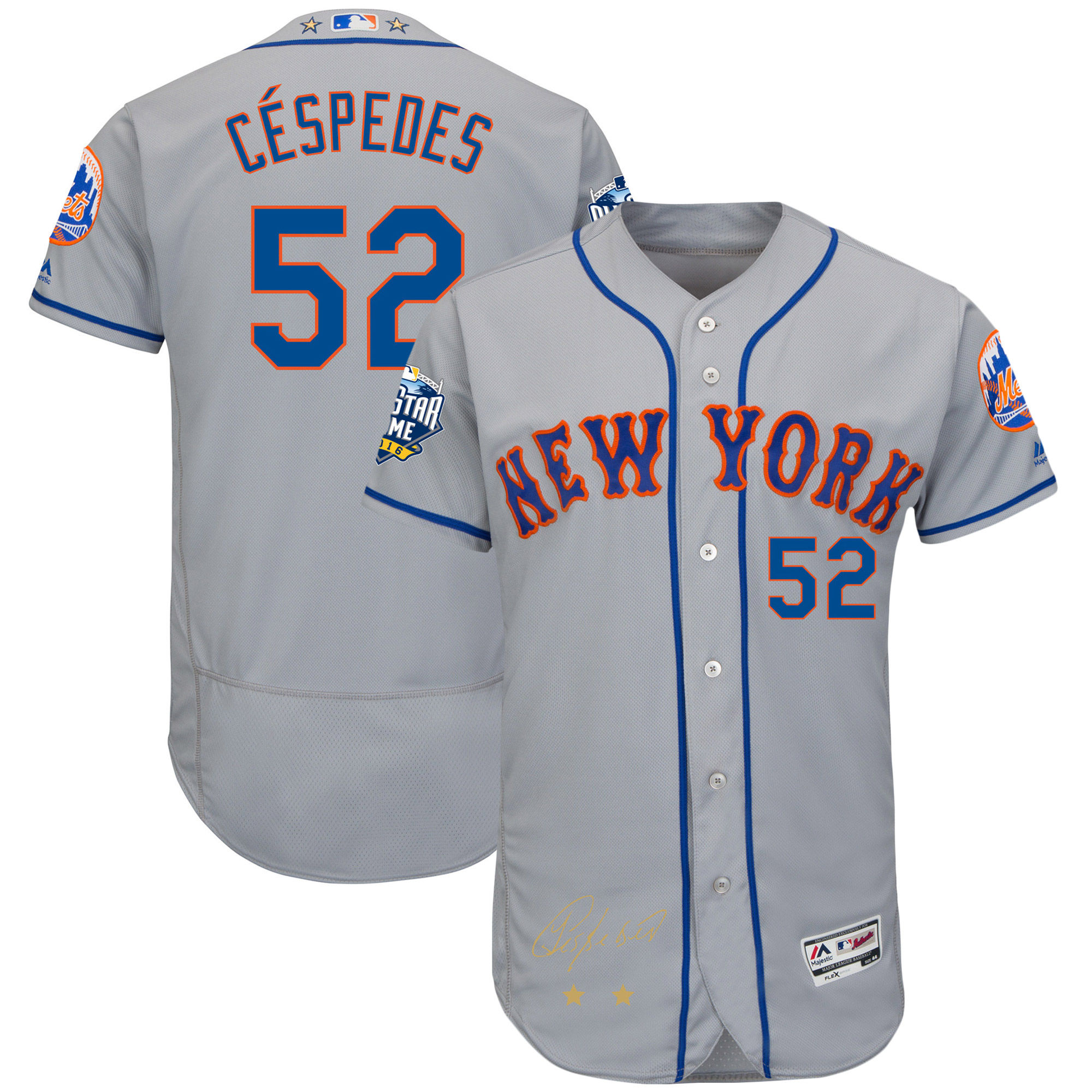Mets 52 Yoenis Cespedes Grey 2016 All-Star Game Signature Flexbase Jersey - Click Image to Close