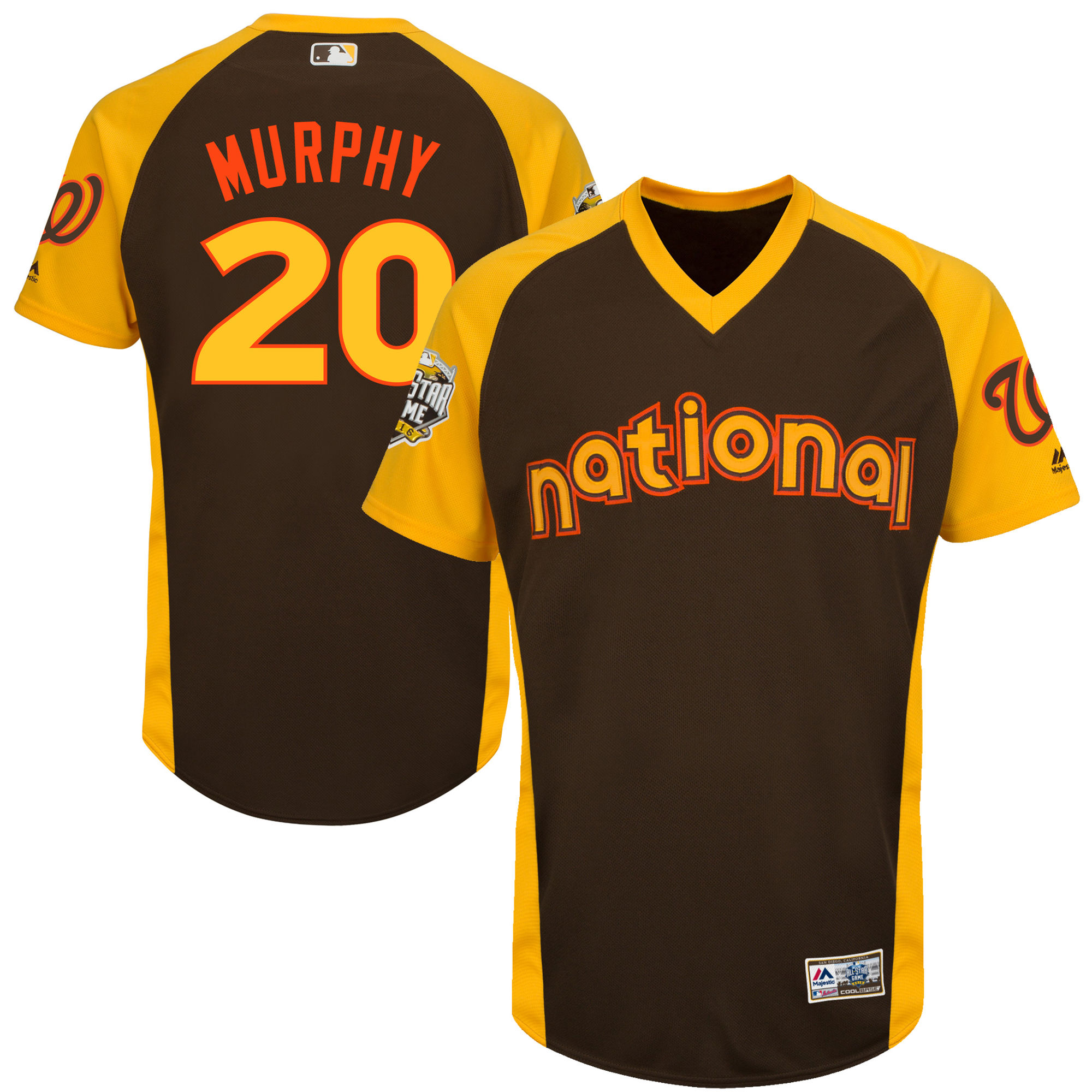 Nationals 20 Daniel Murphy Brown 2016 All-Star Game Cool Base Batting Practice Player Jersey