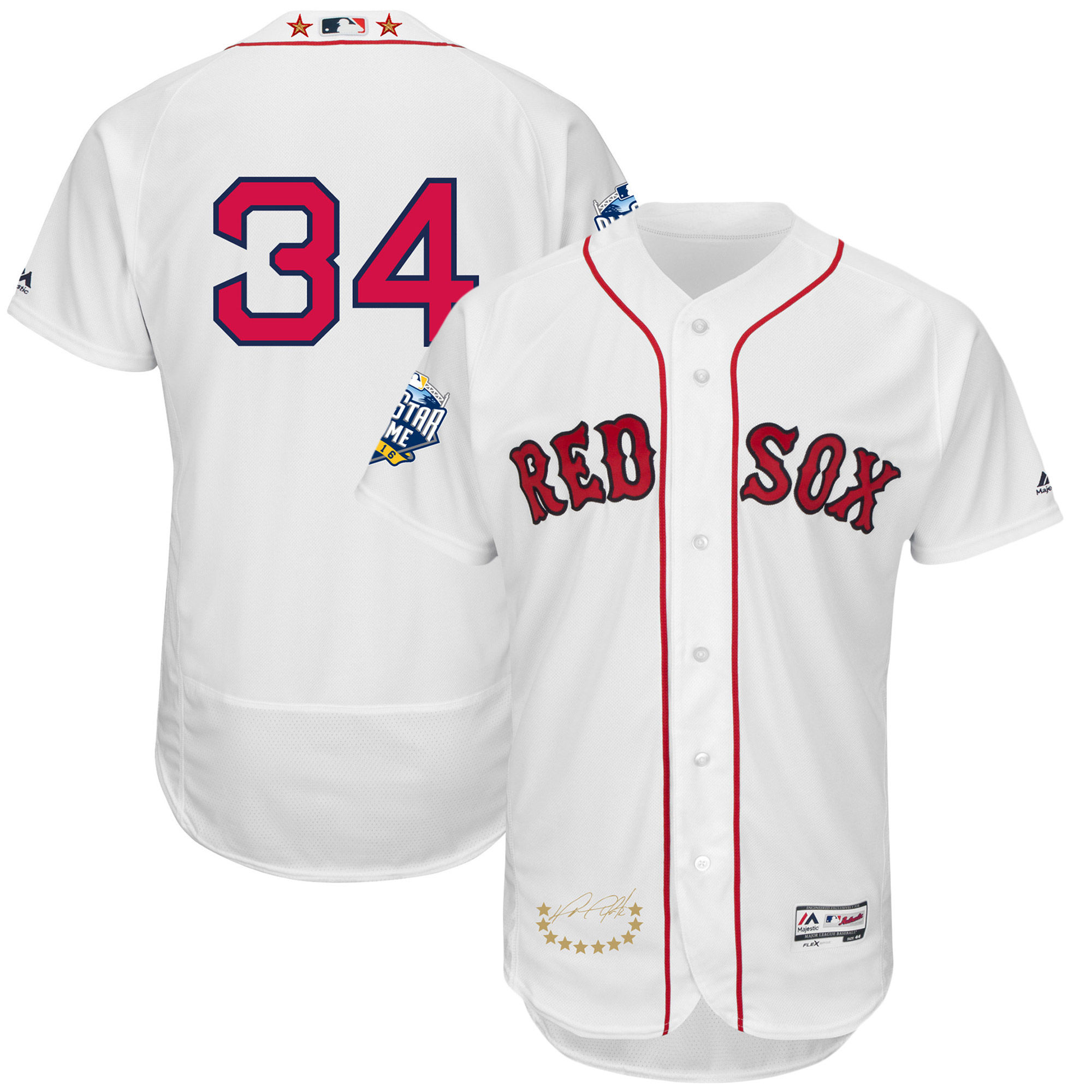 Red Sox 34 David Ortiz White 2016 All-Star Game Signature Flexbase Jersey