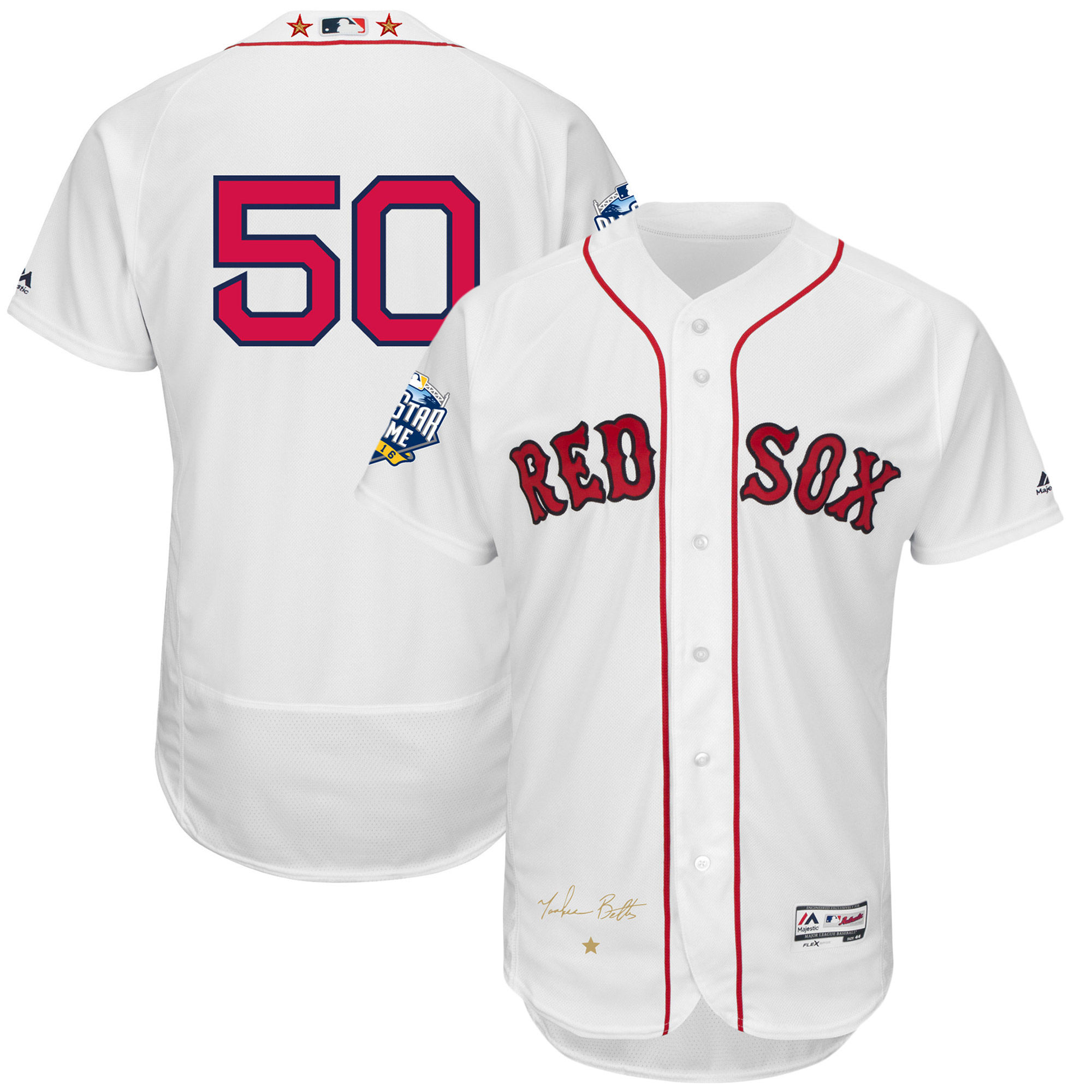Red Sox 50 Mookie Betts White 2016 All-Star Game Signature Flexbase Jersey
