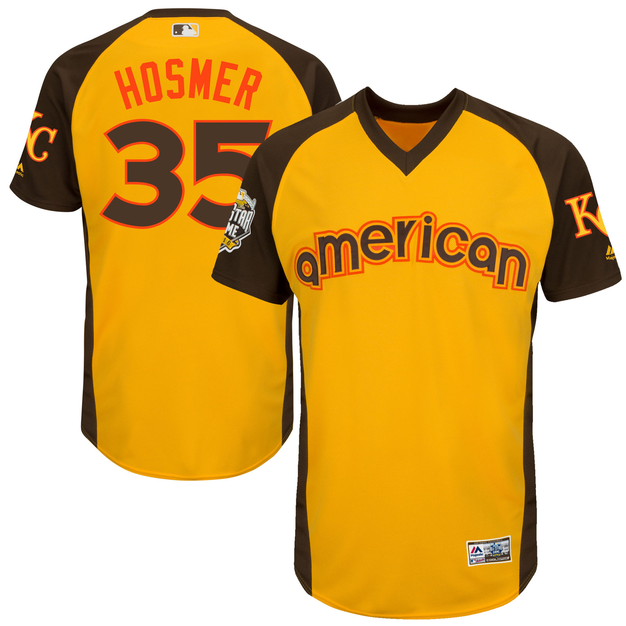 Royals 35 Eric Hosmer Yellow 2016 All-Star Game Cool Base Batting Practice Player Jersey