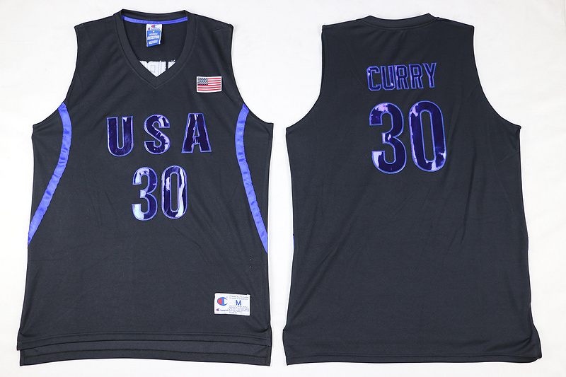 USA 30 Stephen Curry Black Stitched Jersey