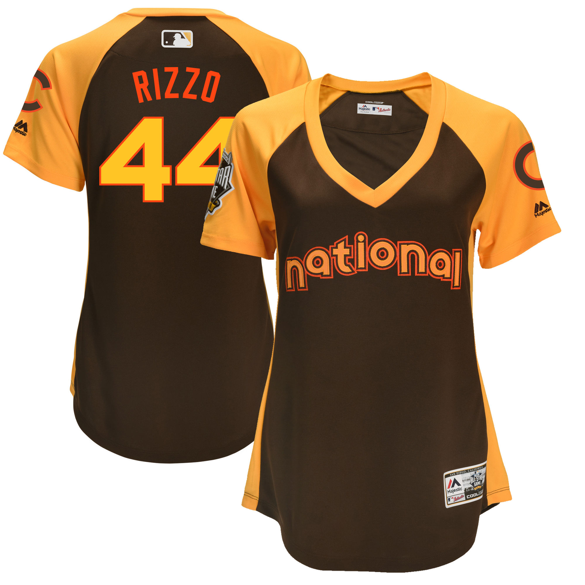 Cubs 44 Anthony Rizzo Brown Women 2016 All-Star Game Cool Base Batting Practice Player Jersey - Click Image to Close