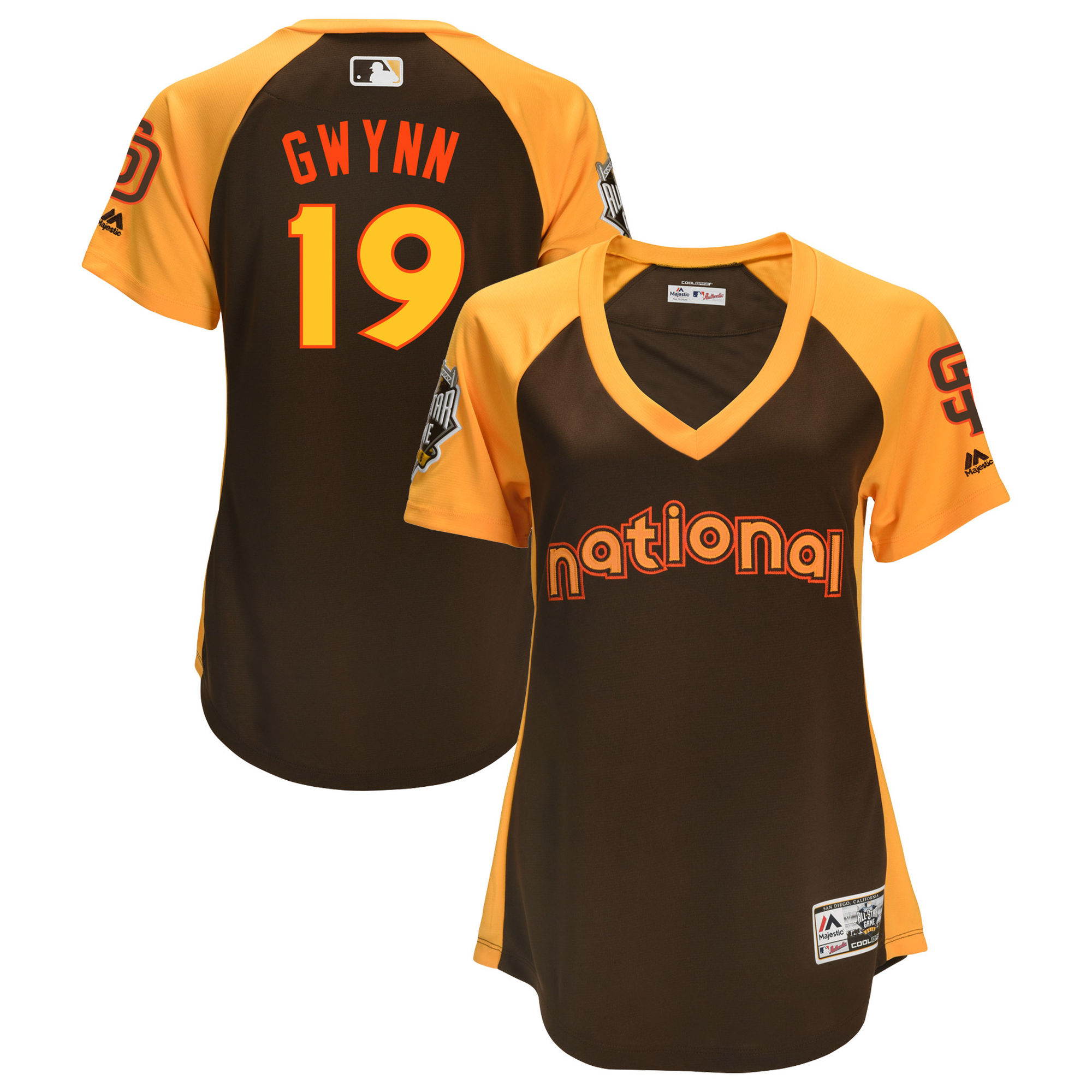 Padres 19 Tony Gwynn Brown Women 2016 All-Star Game Cool Base Batting Practice Player Jersey - Click Image to Close