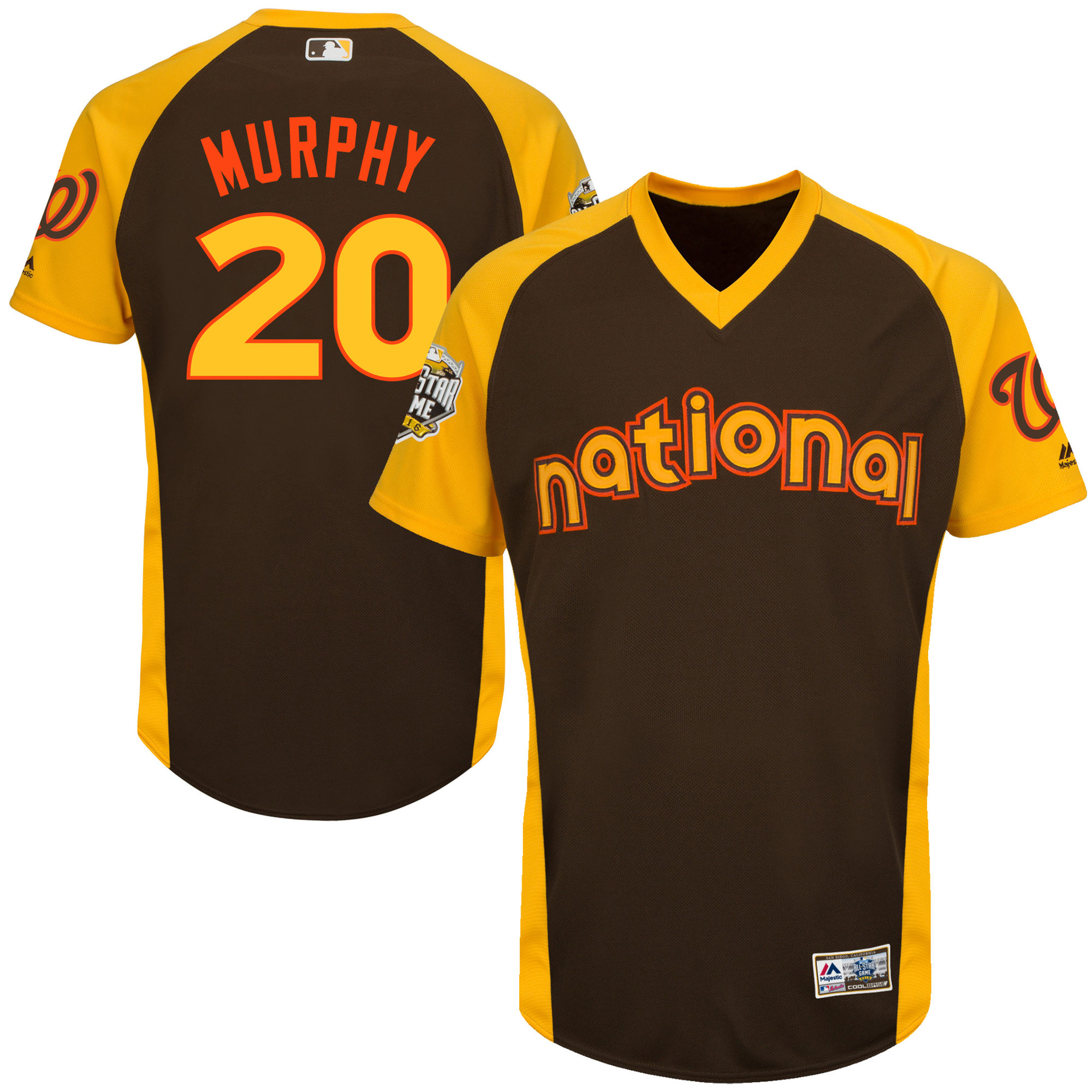 Nationals 20 Daniel Murphy Brown Youth 2016 All-Star Game Cool Base Batting Practice Player Jersey