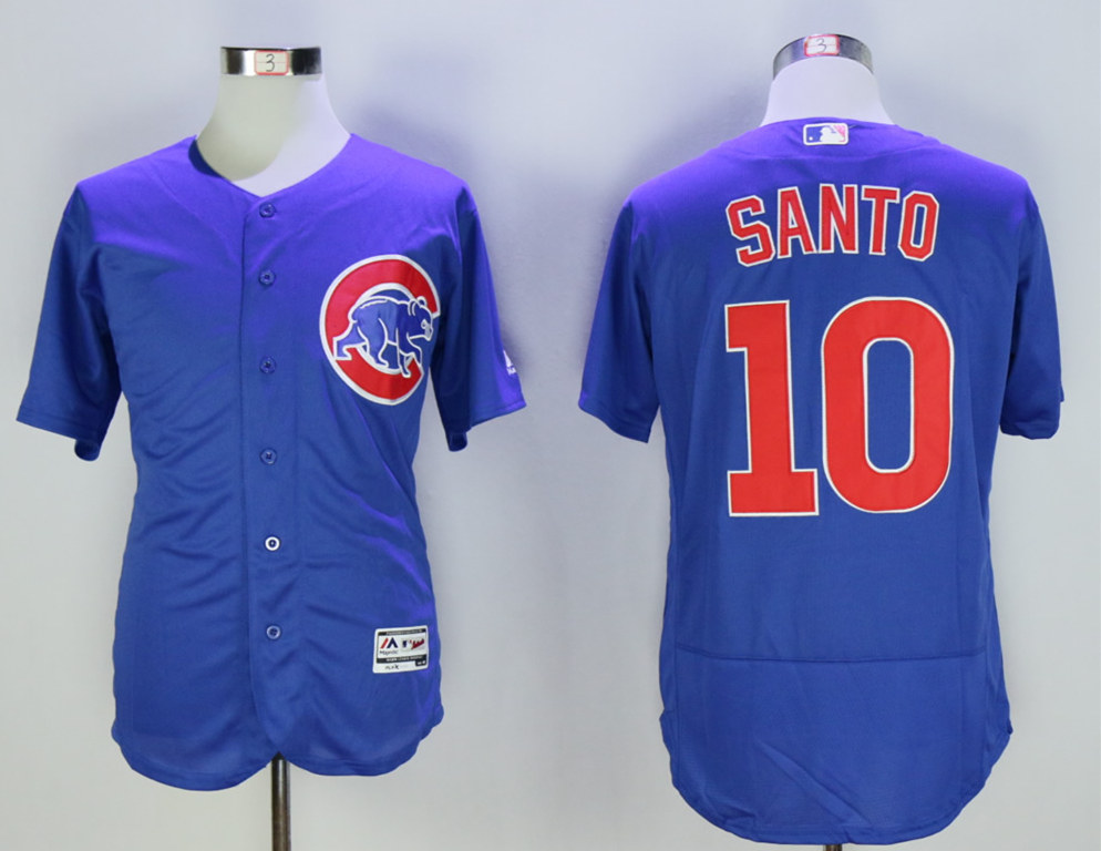 Cubs 10 Ron Santo Blue Flexbase Jersey