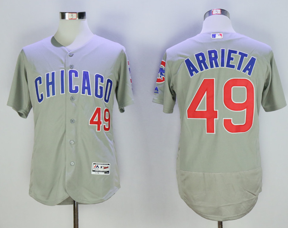 Cubs 49 Jake Arrieta Grey With 100th Anniversary Patch Flexbase Jersey