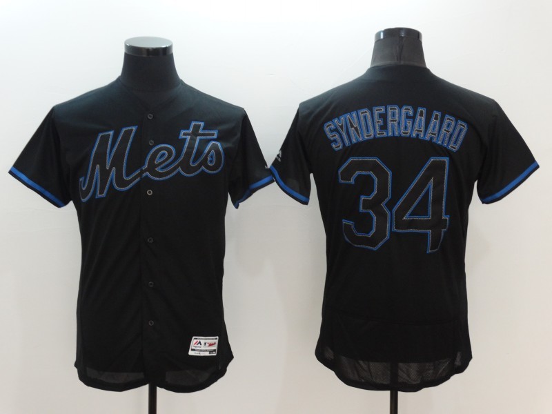 Mets 34 Noah Syndergaard Black Flexbase Jersey - Click Image to Close