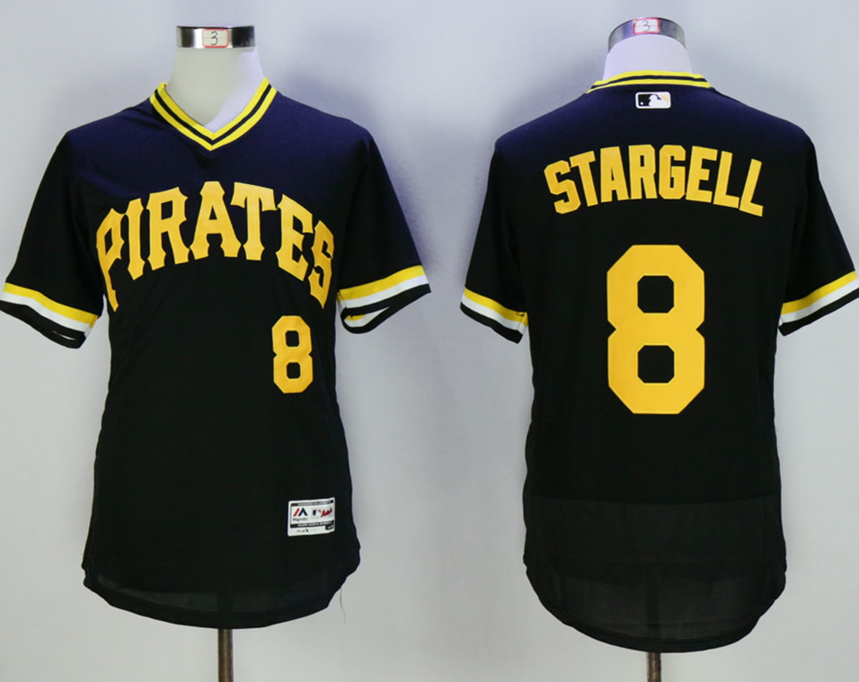 Pirates 8 Willie Stargell Black 1982 Cooperstown Collection Flexbase Jersey - Click Image to Close