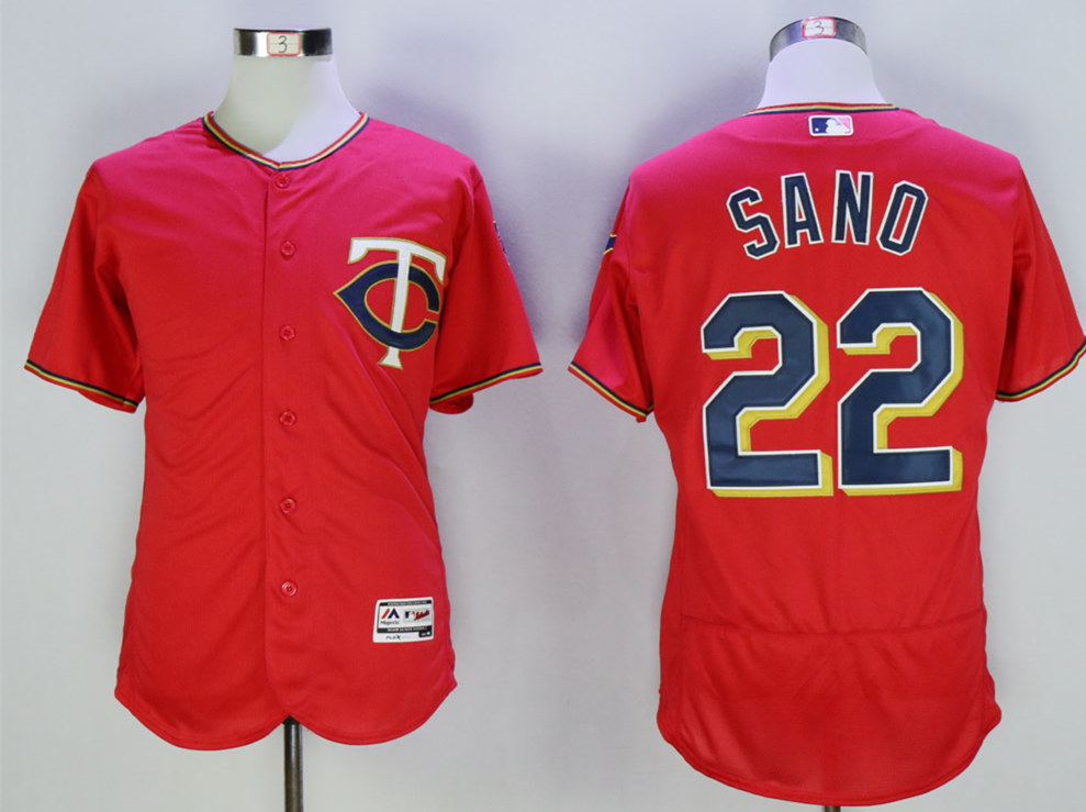 Twins 22 Miguel Sano Red Flexbase Jersey - Click Image to Close