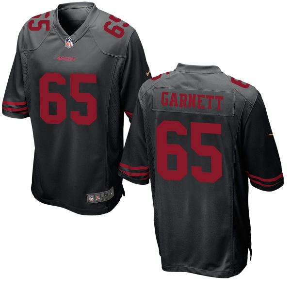 Nike 49ers 65 Joshua Garnett Black Elite Jersey