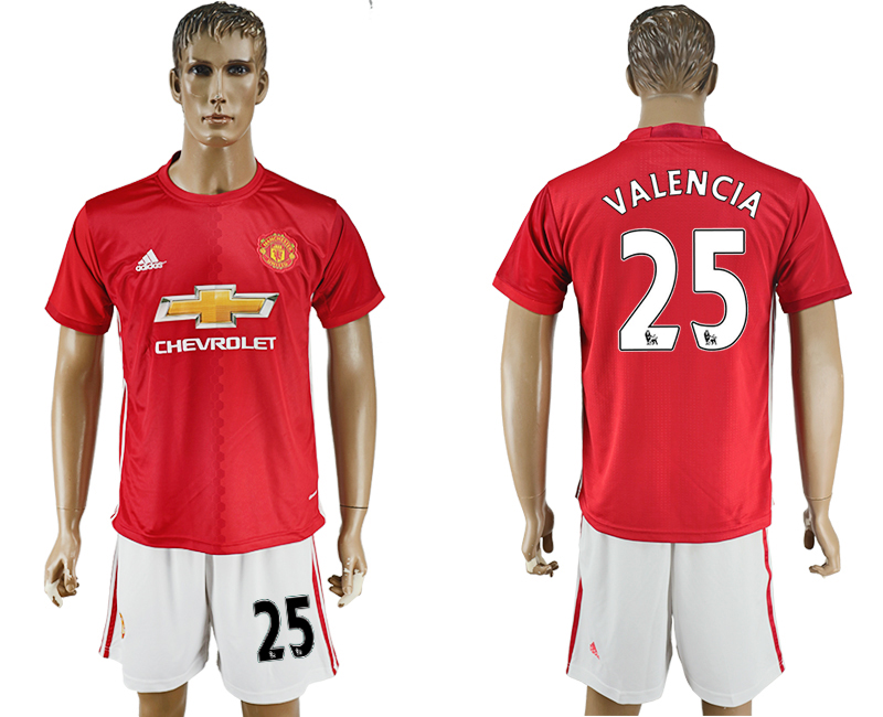 2016-17 Manchester United 25 VALENCIA Home Soccer Jersey