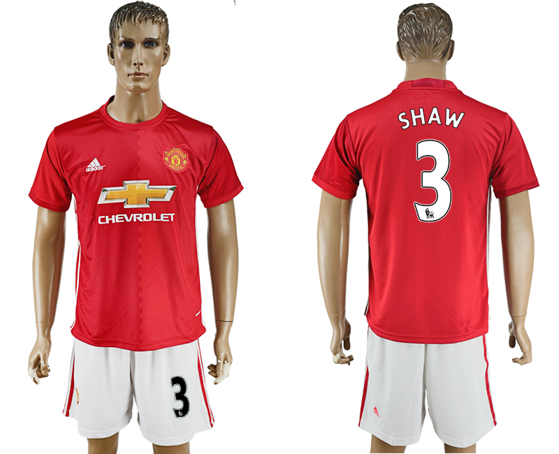 2016-17 Manchester United 3 SHAW Home Soccer Jersey