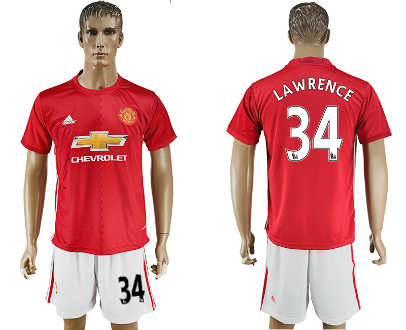 2016-17 Manchester United 34 LAWRENCE Home Soccer Jersey