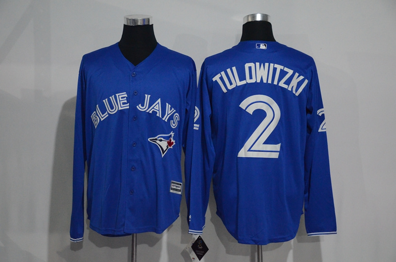 Blue Jays 2 Troy Tulowitzki Blue Long Sleeve New Cool Base Jersey - Click Image to Close