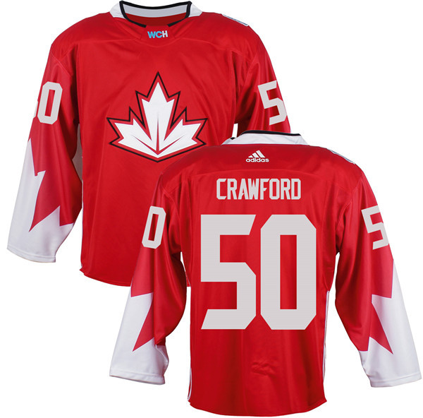 Canada 50 Corey Crawford Red World Cup of Hockey 2016 Premier Player Jersey