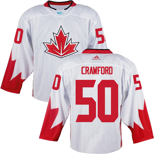 Canada 50 Corey Crawford White World Cup of Hockey 2016 Premier Player Jersey