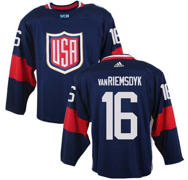 USA 16 James vanRiemsdyk Navy 2016 World Cup of Hockey Premier Player Jersey